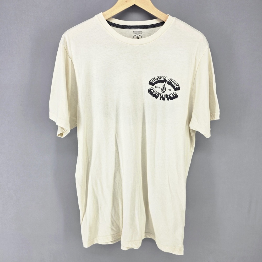 Volcom Graphic T Shirt Mens Medium Cream True To This Modern Fit Skate Surf Tee